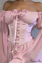Off Shoulder Lace-Up Corset Ruched Dress