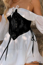 Off Shoulder Lace-Up Corset Ruched Dress
