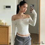 Off-Shoulder Long Sleeve Charming Backless Bow Crop Top