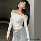Off-Shoulder Long Sleeve Charming Backless Bow Crop Top
