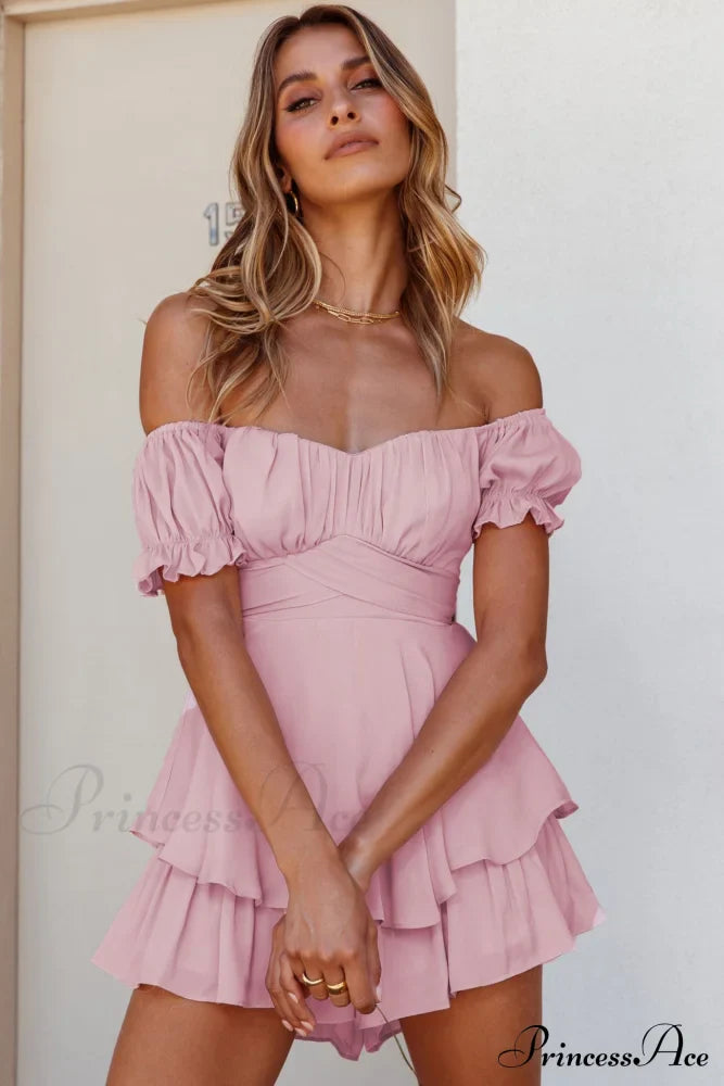 Off Shoulder Ruffled Skirt Pants With Tie Back