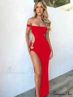 Off Shoulder Split Sleeveless Gown Vestido Maxi Dress