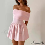 Off Shoulder Stylish Pleated Mini Dress