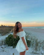 Off Shoulder Stylish Pleated Mini Dress