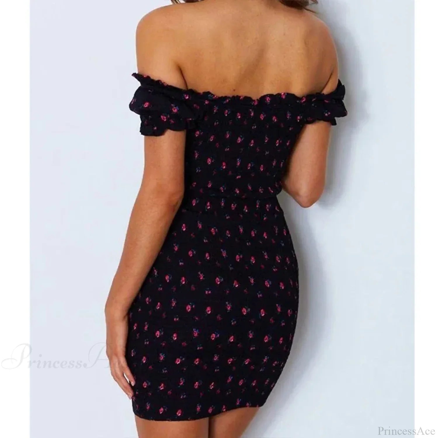 Off Shoulder Tie-Up Floral Print Ruffle Dress