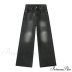 Old Male Pants Summer Blue Washed Denim Casual Menwear Wide Leg Trousers Jeans