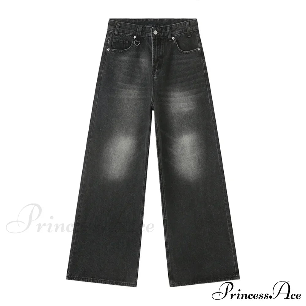 Old Male Pants Summer Blue Washed Denim Casual Menwear Wide Leg Trousers Jeans