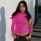 One Shoulder Long Charming Sleeve Tie Up Top