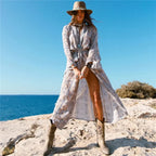 Orange Floral Cotton Kimono Beach Cover Up Boho