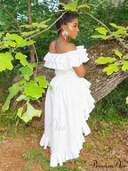Orange High Low Dress With Ruffle Hem