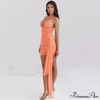 Orange V-Neck Bandage Charming Bodycon Mini Dress