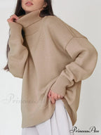 Oversized Casual Turtleneck Solid Color Pollover Sweater