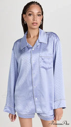 Pajama Boxer Shorts And Graceful Long Sleeve Shirt Set