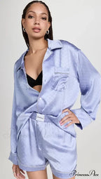 Pajama Boxer Shorts And Graceful Long Sleeve Shirt Set