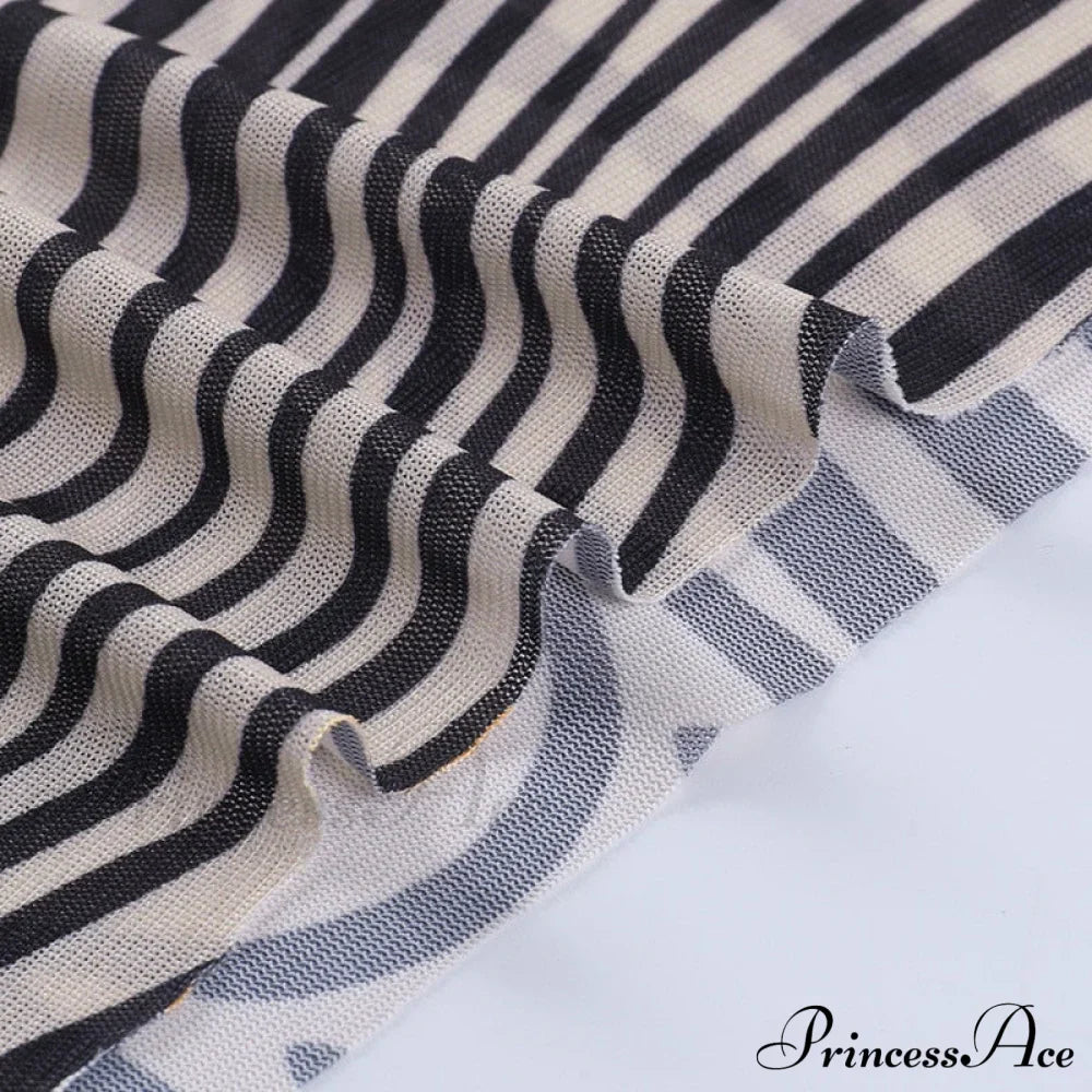 Pants Suit Costume Zebra Co-Ord Striped Tracksuit For Mesh + Set 2 T-Shirt Piece Long Autumn Women