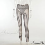 Pants Suit Costume Zebra Co-Ord Striped Tracksuit For Mesh + Set 2 T-Shirt Piece Long Autumn Women