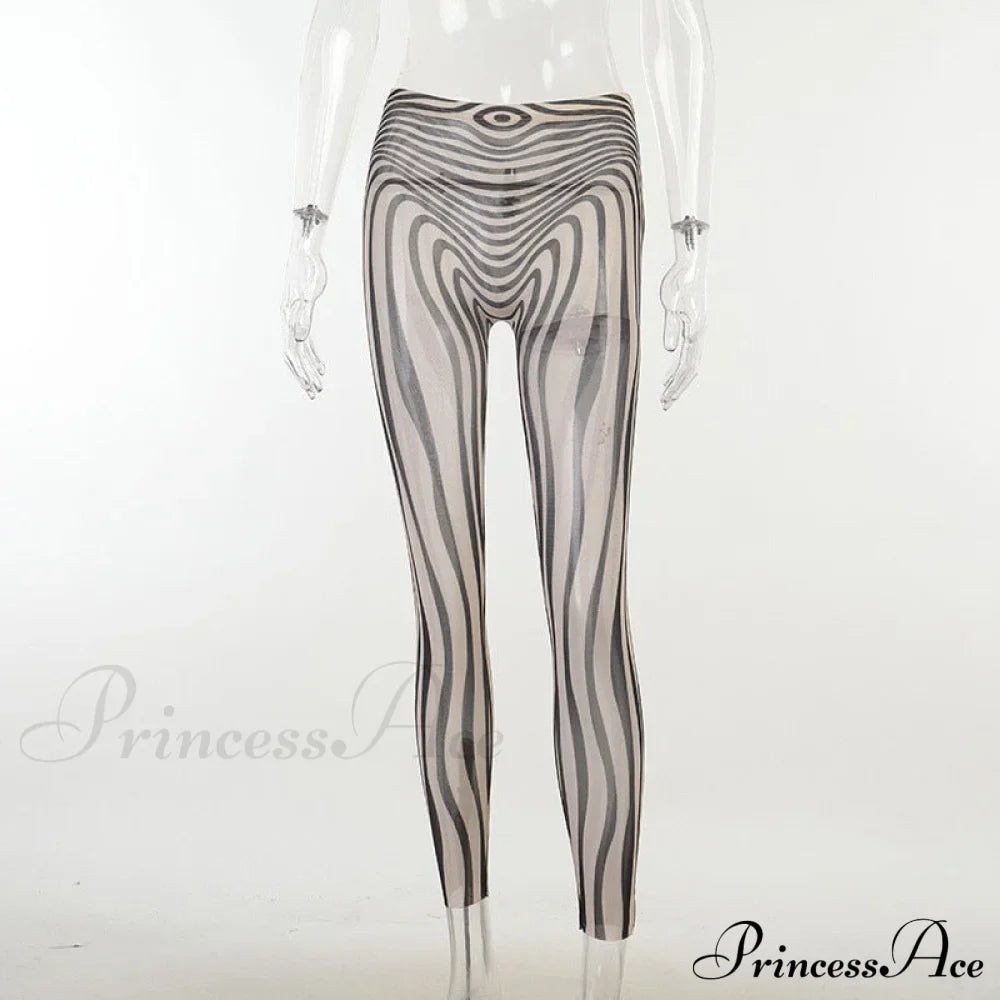 Pants Suit Costume Zebra Co-Ord Striped Tracksuit For Mesh + Set 2 T-Shirt Piece Long Autumn Women