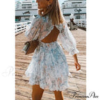 Party Gown Harlow Backless Design V-Neck Mini - Warm-Season Ruffle Flowered Dress