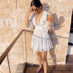 Party Gown Harlow Backless Design V-Neck Mini - Warm-Season Ruffle Flowered Dress