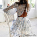 Party Gown Harlow Backless Design V-Neck Mini - Warm-Season Ruffle Flowered Dress
