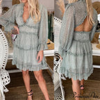 Party Gown Harlow Backless Design V-Neck Mini - Warm-Season Ruffle Flowered Dress