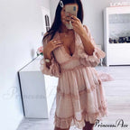 Party Gown Harlow Backless Design V-Neck Mini - Warm-Season Ruffle Flowered Dress
