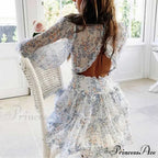 Party Gown Harlow Backless Design V-Neck Mini - Warm-Season Ruffle Flowered Dress