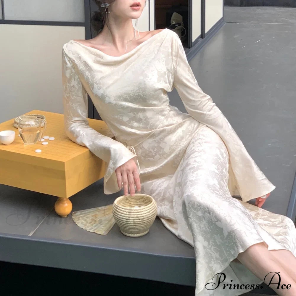 Party Gown Office Formal Elegant Bodycon Evening Arm Lady Vintage Robe Long Clothes