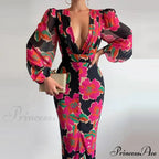 Party Slit - Design With And Elegant Gown Full-Length V-Neck Dress