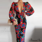 Party Slit - Design With And Elegant Gown Full-Length V-Neck Dress