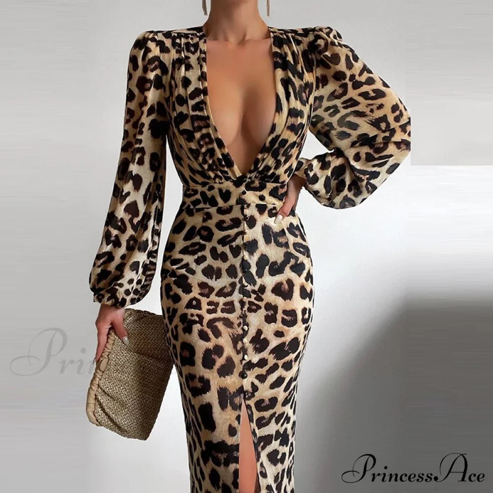 Party Slit - Design With And Elegant Gown Full-Length V-Neck Dress