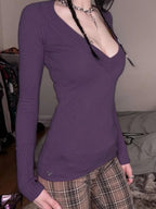Pastel V-Neck Knit Top
