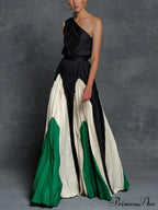 Patchwork Black Club Party High Night One Gown Off - Street Shoulder Dress