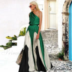 Patchwork Black Club Party High Night One Gown Off - Street Shoulder Dress