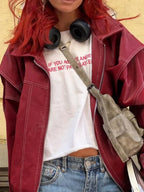Patchwork Pu Leather Short Coat