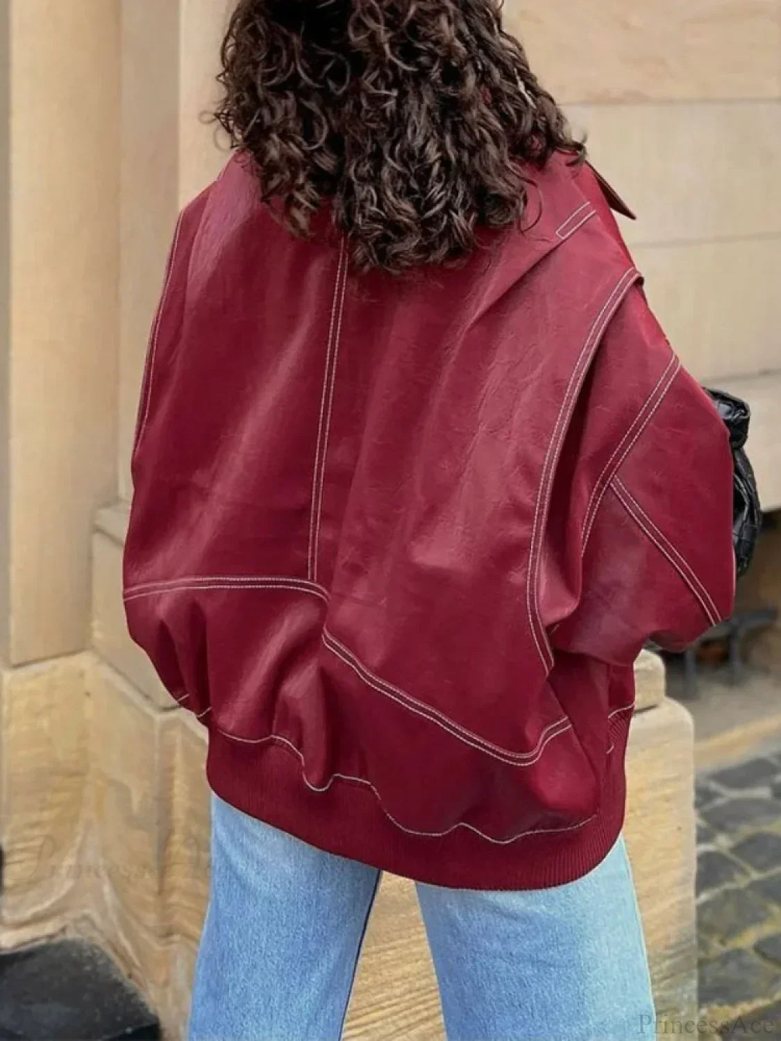 Patchwork Pu Leather Short Coat