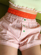 Patchwork Striped Elastic Waist Short