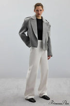 Peak Lapel Blazer Style Wool Loose Coat