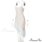 Pink Asymmetric Frill Charming Trim Cami Mini Dress