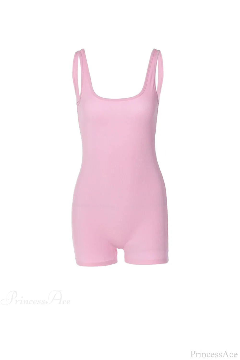 Pink Crisscross Back Rompers With Scoop Neck