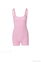Pink Crisscross Back Rompers With Scoop Neck