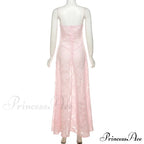Pink Floral Stylish Lace Maxi Dress