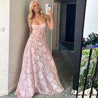 Pink Floral Stylish Lace Maxi Dress