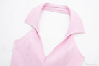 Pink Halter Sleeveless Charming Top And Skort Set