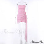 Pink Mesh Corset Charming Draped Tube Mini Dress