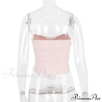 Pink Mesh Stylish Tube Corset Top
