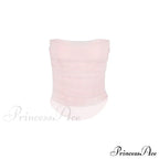 Pink Mesh Stylish Tube Corset Top