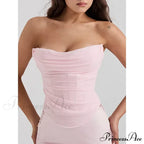 Pink Mesh Stylish Tube Corset Top