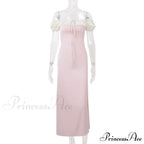 Pink Satin Ruched Charming Contrast Sleeve Dress
