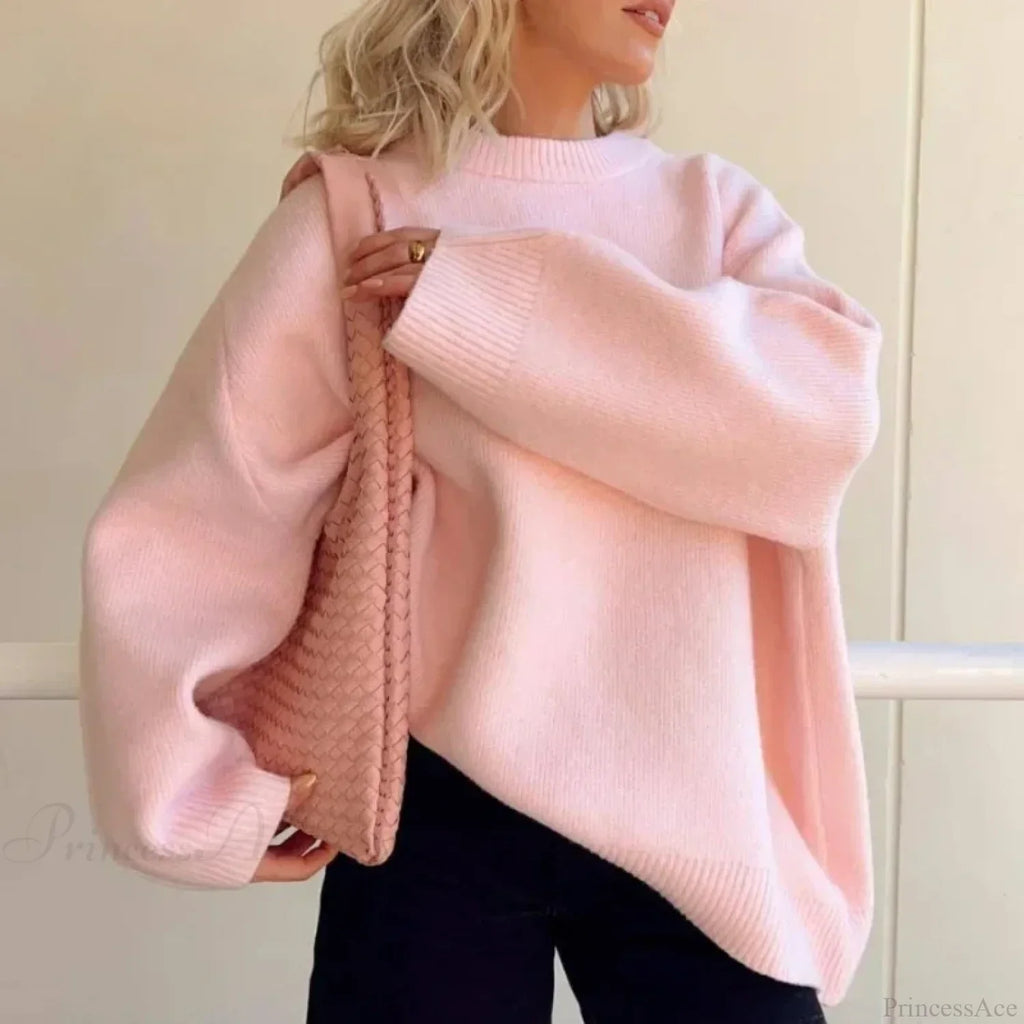 Pink Streetwear O-Neck Sweater